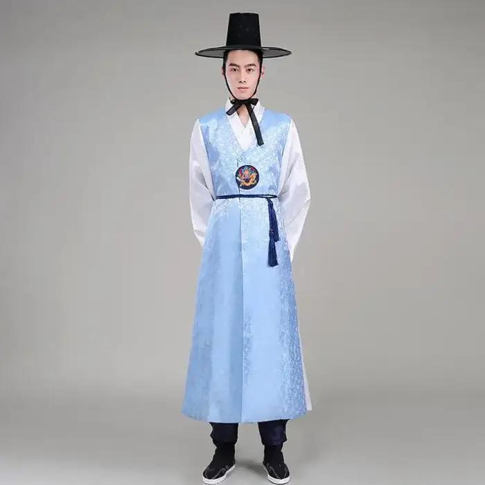 Robe Hanbok traditionnelle coréenne pour hommes robes ethniques de prairie vêtements officiels de cour costume de scène masculin multicolore occasions spéciales