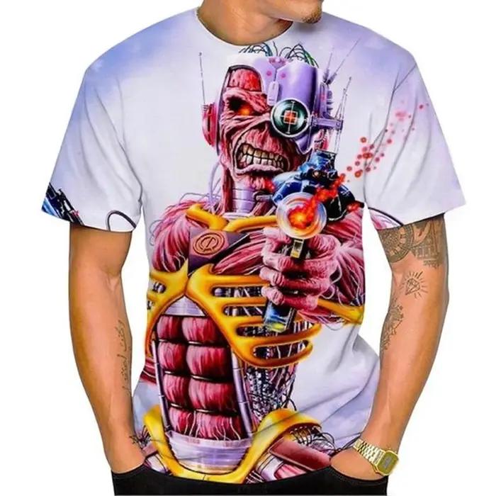 Mode d'été nostalgique 3D imprimé Heavy Metal musique diable Cool mode T-shirt personnalisé