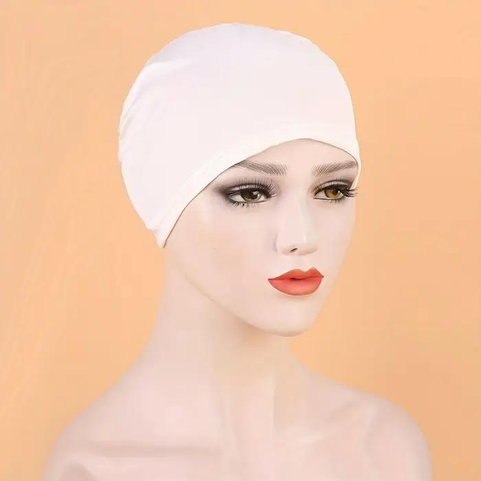 1pc couleur unie Simple Turban casquette élastique
