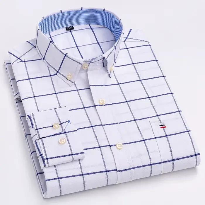 Chemise Oxford unie pour hommes, grande taille 7XL, 100 % coton, qualité surdimensionnée, manches lo