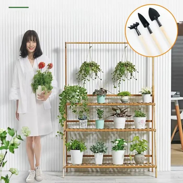 Jardinière suspendue en bois pliable, support pour plantes de balcon épaissi, étagère verticale à pl