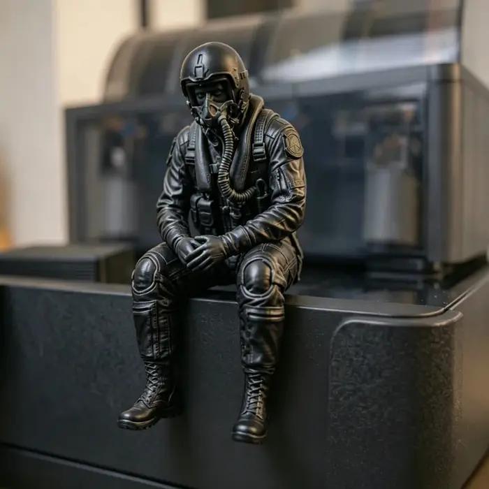 Figurine de pilote assis simulée, imprimée en 3D, ornement de bureau d'aviateur, décoration artisana