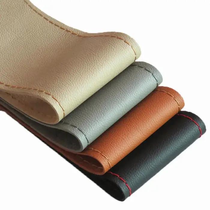 Housse de volant de voiture en cuir microfibre, douce, cousue à la main, avec aiguilles et fil, diam
