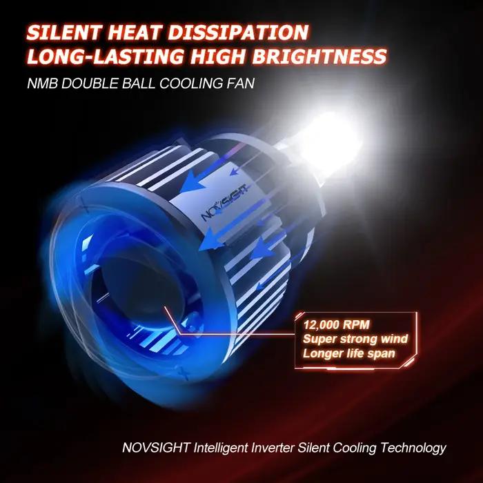 NOVSIGHT phare de voiture Led H1 H3 H4 H7 H11 H8 H9 H13 9005 9006 9007 9003 72W 10000LM 6000K ampoul