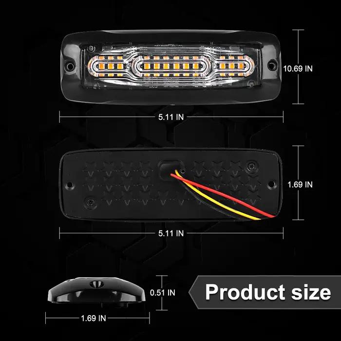 Lumière stroboscopique d'ambulance d'urgence 16 Modes d'éclairage clignotant 12W camions pick-up LED