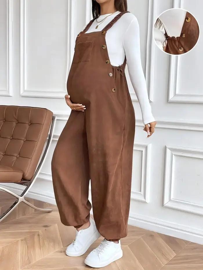 Salopette ample en velours côtelé polyester pour femmes enceintes mode maternité printemps automne hiver 2025 occasions spéciales