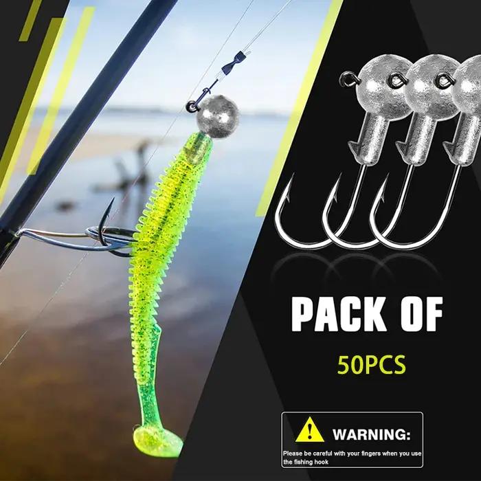 50 pièces têtes de gabarit de plomb hameçons de pêche 1/32 1/16 1/8 oz Crappie bar leurres de pêche