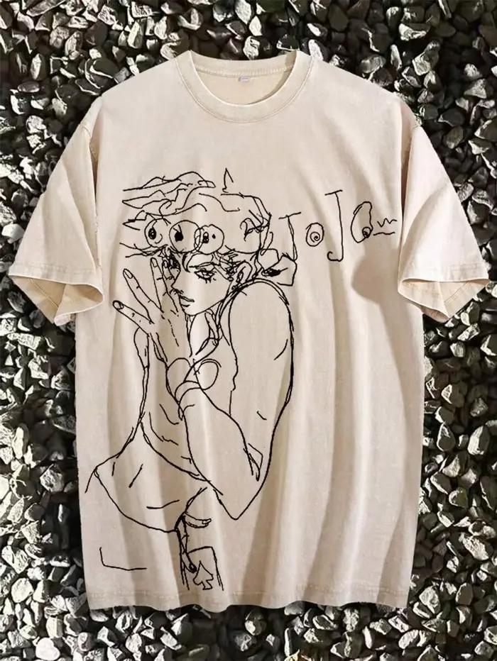 T-shirt Giorno Giovanna JoJo's Bizarre Adventure Homme Femme Casual Vintage Coton Harajuku Occasions Spéciales