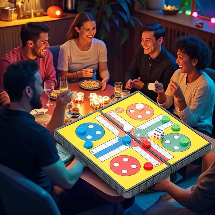 Jeu de société LUDO pliable portable pour 2 à 4 joueurs, idéal pour la famille, le camping, le team building, les fêtes, les voyages, les vols, jeu d'échecs