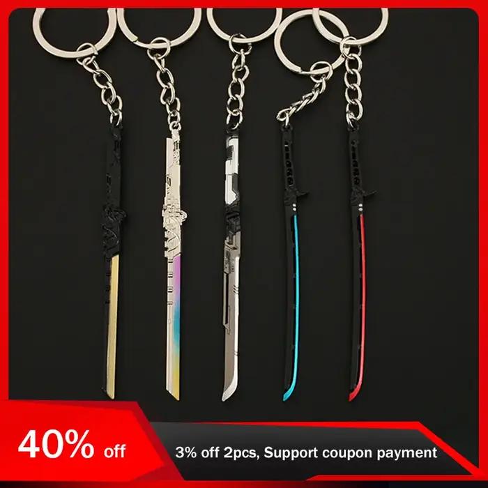 Porte-clés Katana Thermique Cyberpunk 9 cm en alliage, porte-clés cosplay, accessoire de sécurité, porte-clés pour enfants et adultes, accessoire de collection, cadeau pour amoureux de films et séries