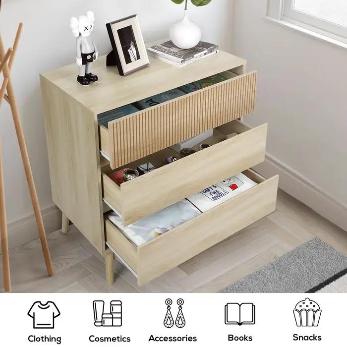 VOWNER 3-Commode de ferme, commode de rangement en bois, commodes de Cisco modernes à larges portes,