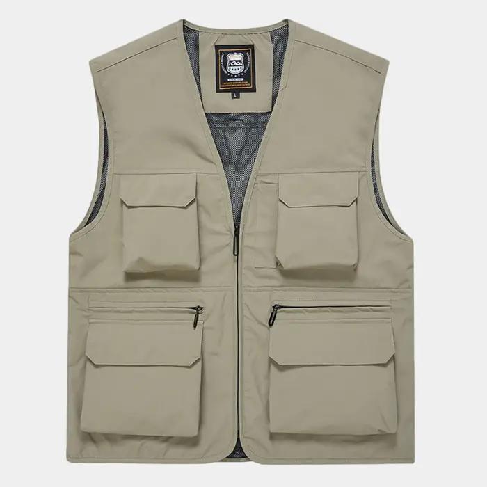 FGKKS marque hommes mode gilet couleur unie outillage Style gilet mince multi-poches décontracté gil