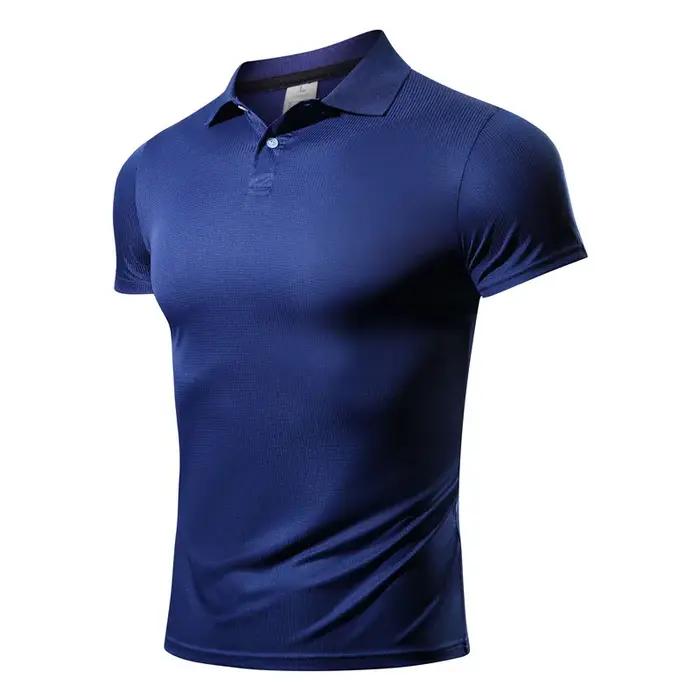T-shirt en polyester à col décontracté pour homme, haut de sport, séchage rapide, vêtements légers,