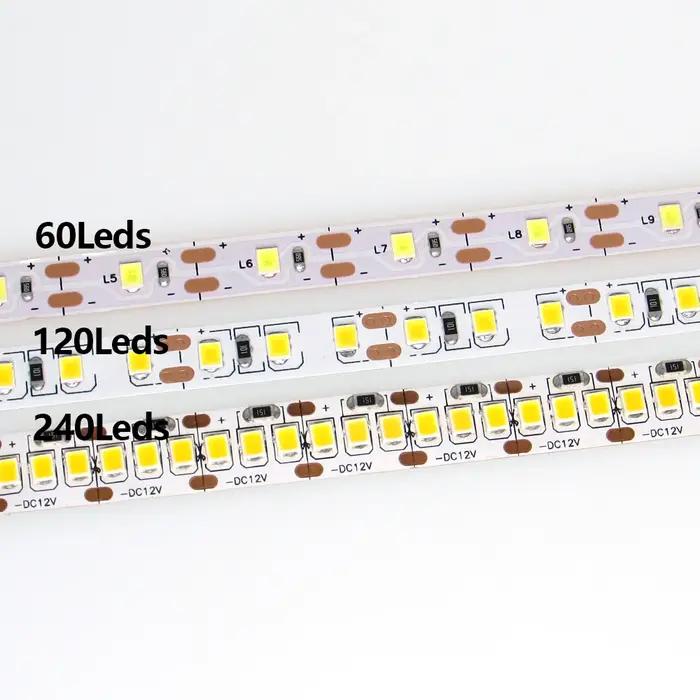 Bande lumineuse LED SMD 2835, DC 12 V, 0.5-5m, 60/120/240 LED/m, non étanche, décoration de cuisine