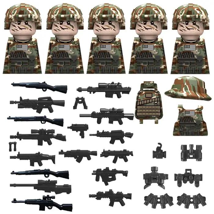 Figurines de forces spéciales militaires, blocs de construction, armes, tenue Ghillie, sniper, SWAT, Ghost, KSK, police, bandit, jouet pour garçon, cadeau F029