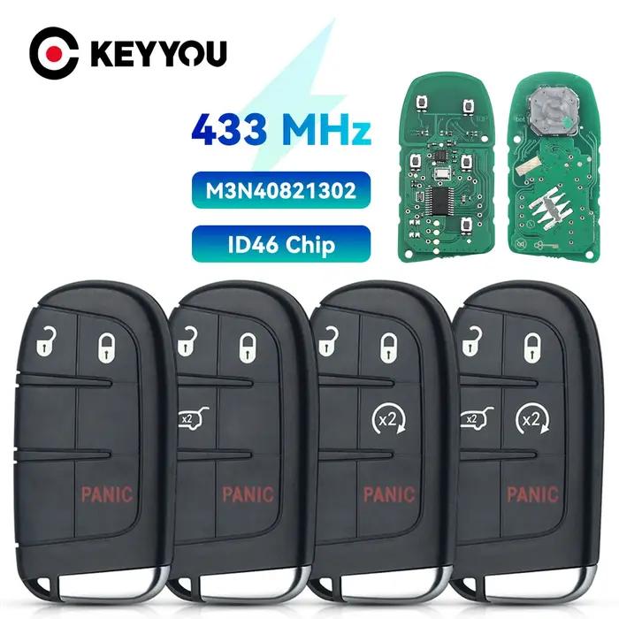 KEYYOU Remplacement Clé à distance intelligente à 5 boutons M3N 40821302 Fob 433MHz pour Jeep Grand Cherokee 2013-2018