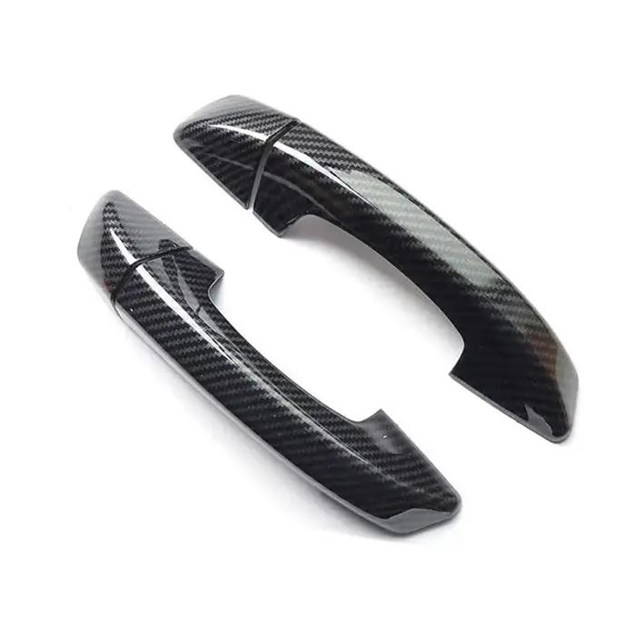 Couvercle de poignée de porte latérale de voiture en Fiber de carbone chromé noir, garniture de styl