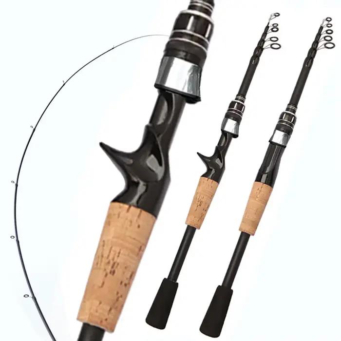 Baitcasting leurre canne à pêche filature télescopique 8g-25g manche en bois carbone coulée matériel