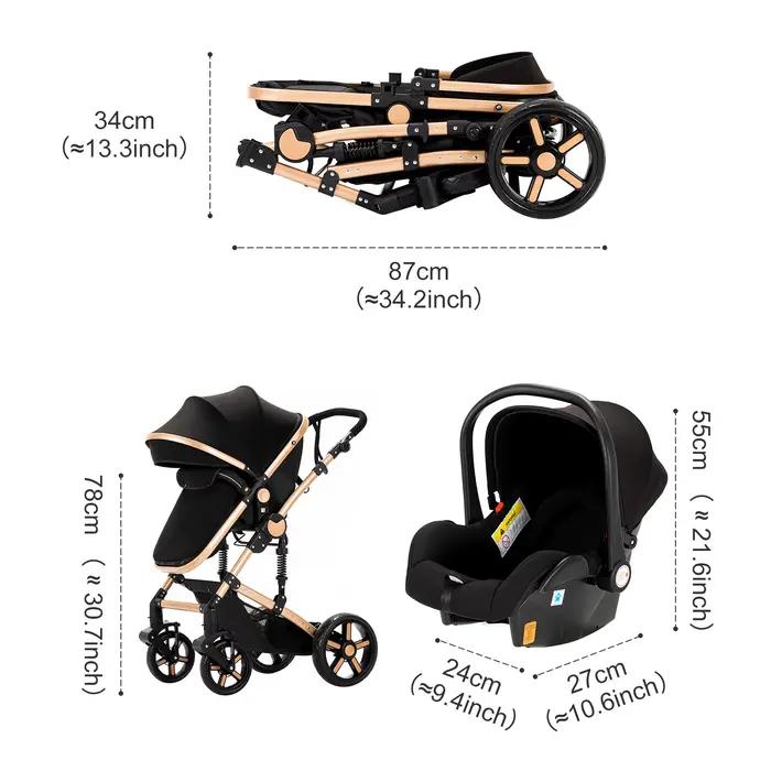 Poussette bébé multifonction 3 en 1 avec siège auto et panier de couchage landau bébé poussette légè