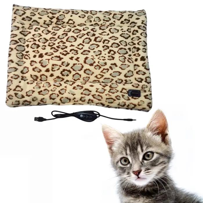 Coussin Chauffant Imperméable Doux en Peluche pour Chiens et Chats Utilisable Intérieurement et Extérieurement Blanc ou Bleu Marine