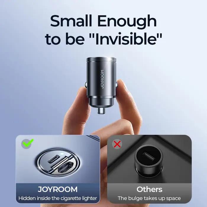 Joyroom-Chargeur USB Type-C pour Voiture, Ports Rapides, Charge Rapide, Mini Adaptateur de Téléphone
