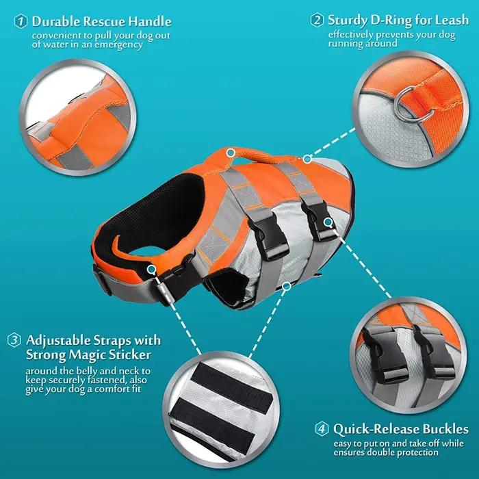 Gilet de sauvetage pour chien respirant fibre durable pour sécurité en eau froide et chaude vêtements de surf et de natation pour chiens occasions spéciales et vacances