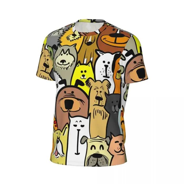 T-shirt de course de chien personnalisé pour homme dessin animé fun coloré motifs drôles polyester confortable et respirant pour tous les jours et les occasions spéciales