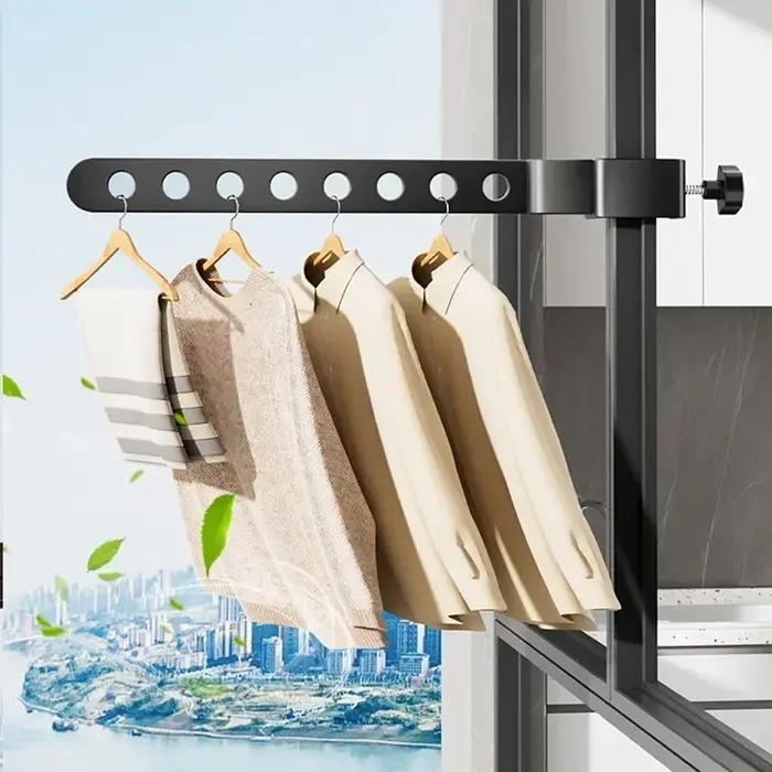 Porte-vêtements noir pliable et rotatif
