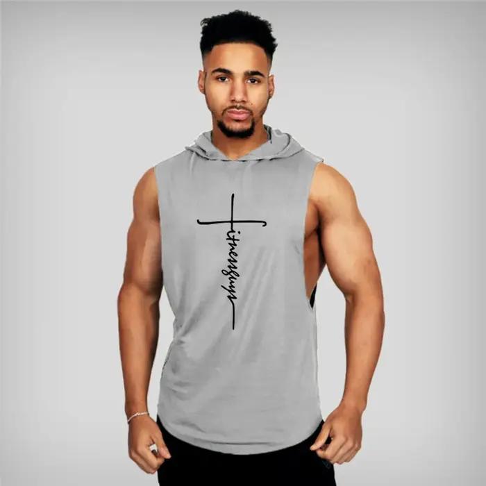 Gym Fitness gilets amples sans manches rue Hip Hop basket-ball débardeurs à capuche coton respirant