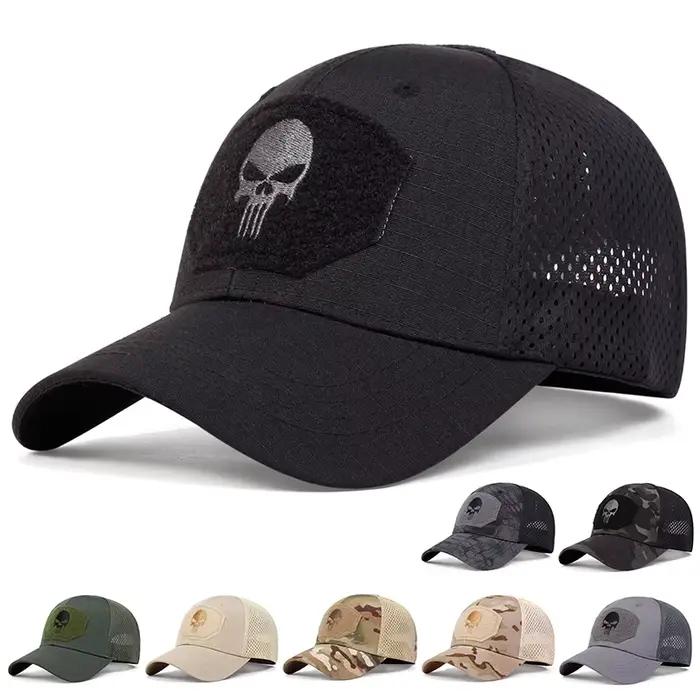 Casquette tactique skull pour airsoft et chasse - Visière réglable mesh - Modèle snapback ajustable