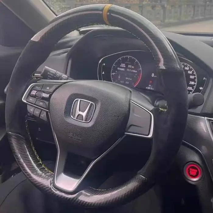 Personnalisé Voiture Couverture de Volant En Daim En Fiber De Carbone 100% Pour Honda Accord 10 2018