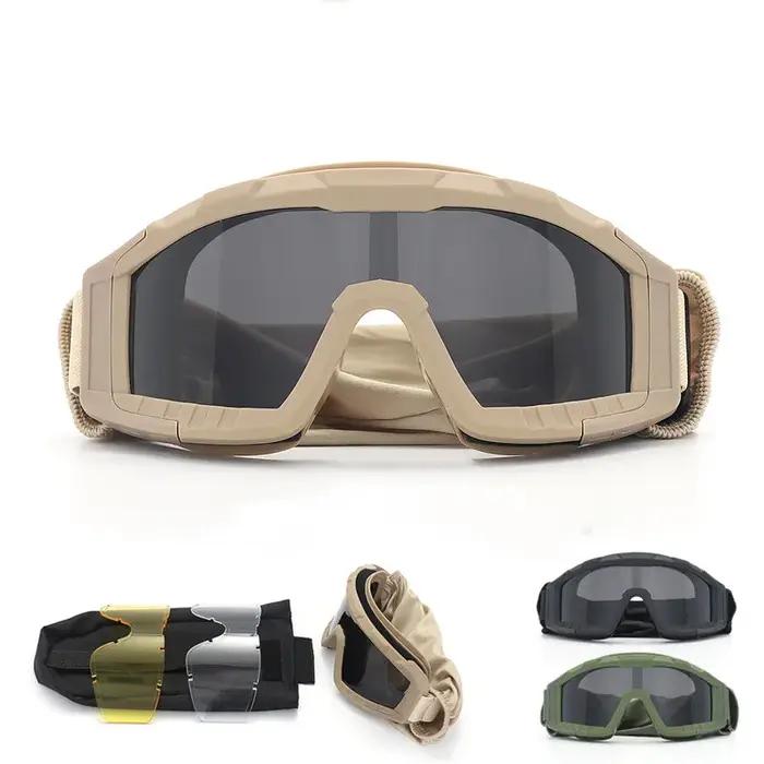 Masque militaire outdoor 3 lentilles - Protection anti-vent et anti-poussière UV400 pour tir et alpinisme - Sécurité maximale