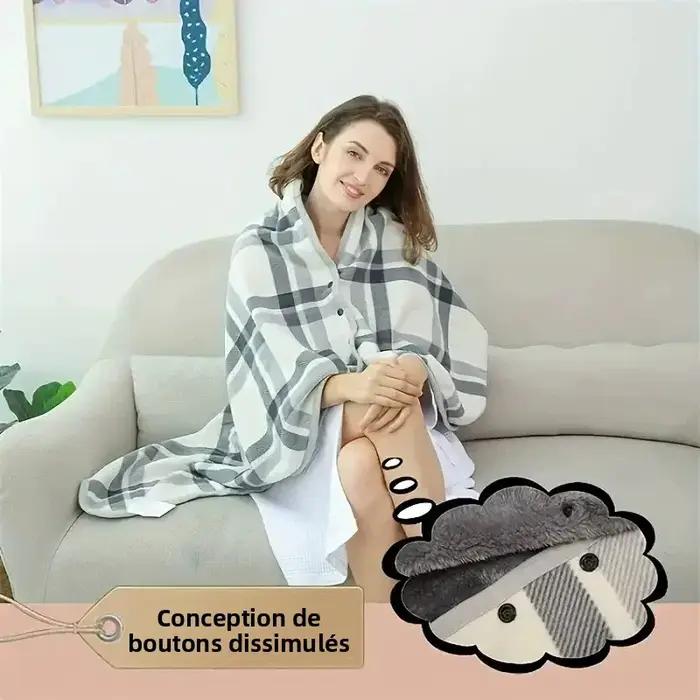 Couverture châle en flanelle coton polyester tricotée pour femmes style fashion multicolore confort bureau détente