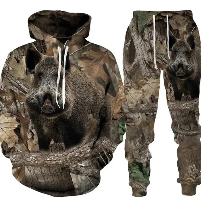 Ensemble de chasse Solomon en série animale imprimée 3D pour hommes, costume sportif de plein air deux pièces pour chasse sangliers et compétitions