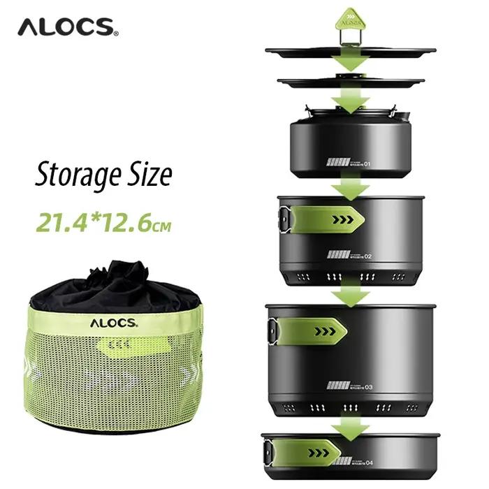 Alocs CW-C65 Camping Batterie de Cuisine Casseroles Rurry saupoudrer Bouilloire à Eau Ensemble Compact Mess Kit Gear