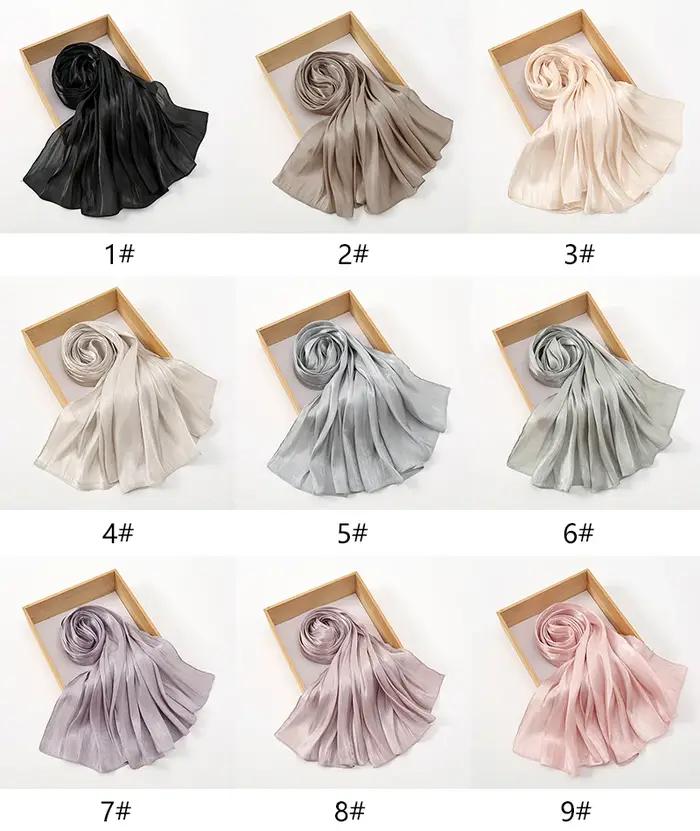 Nouveau Premium Shimmer soie Hijab écharpe femmes luxe Medine soie voile musulman femmes Hijab brill