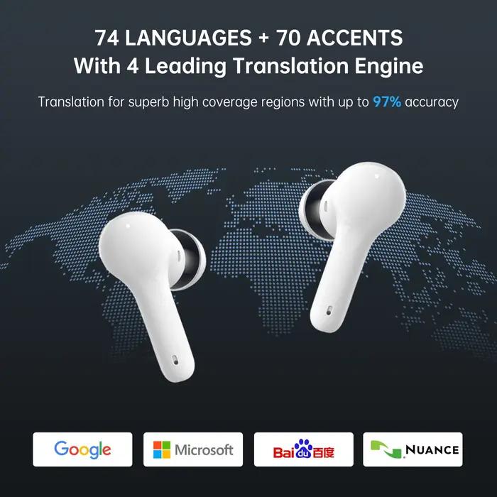 Écouteurs traducteur Wooask M6 144 langues traduction bidirectionnelle instantanée hors ligne casque