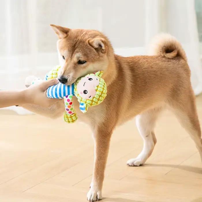 Jouet en peluche ishiline résistant aux morsures pour chiens et chats interactifs grinçants pour nettoyer les dents et divertir occasions spéciales