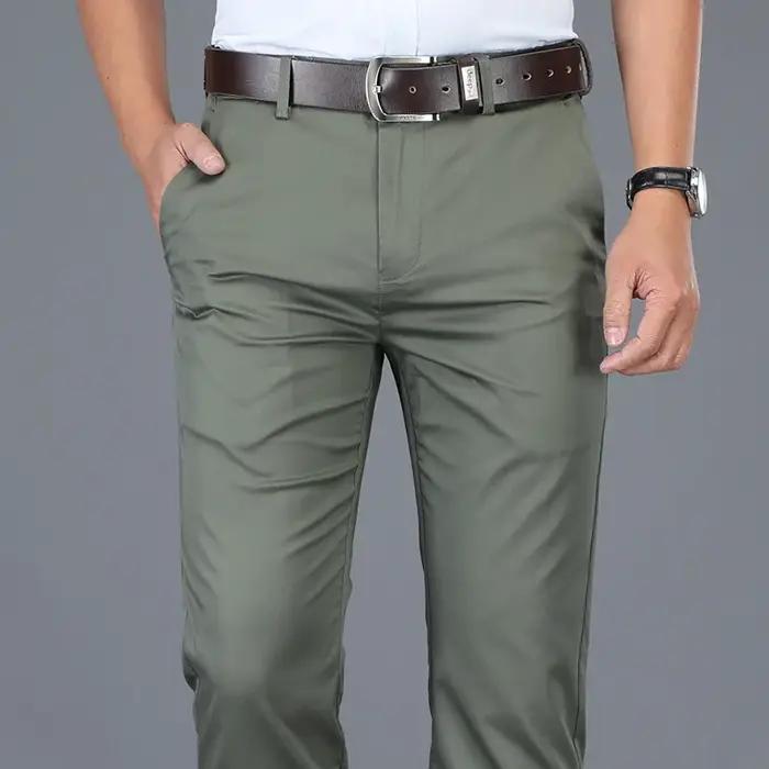 Pantalon droit décontracté en coton pour hommes