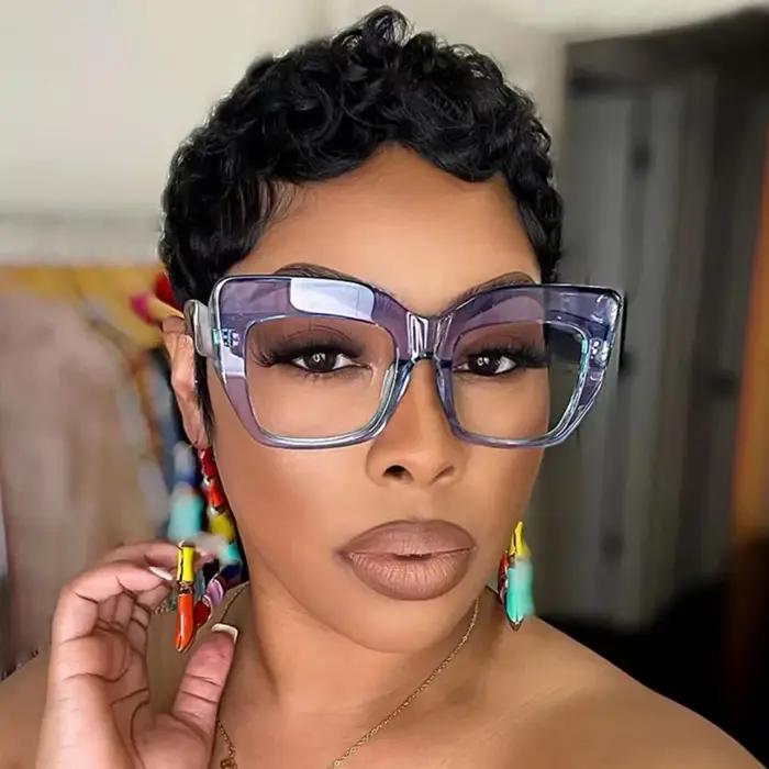 Lunettes de chasse femme surdimensionnées carrées anti-lumière bleue - Monture luxe française pour randonnée