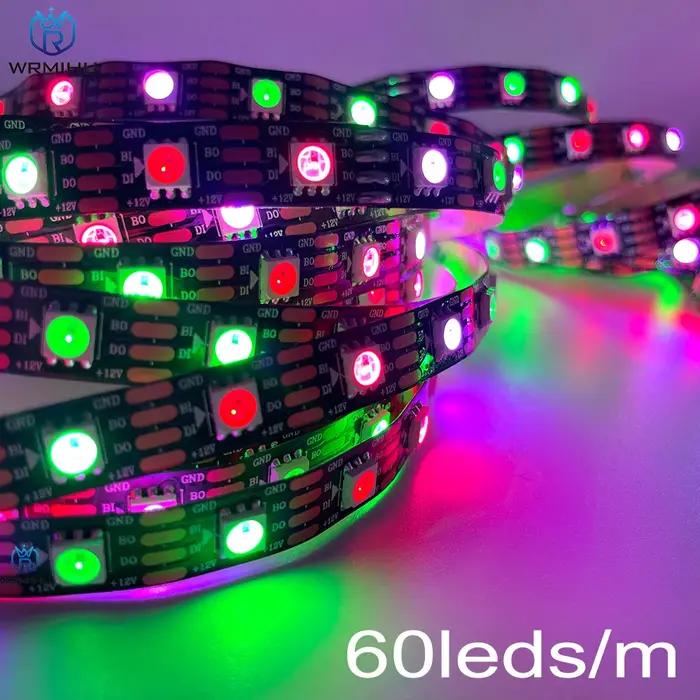 DC12V WS2815 5050RGB 5 m/rouleau 30/60/144 LED s/m noir/blanc PCB IP30/IP65/IP67 adressable individu