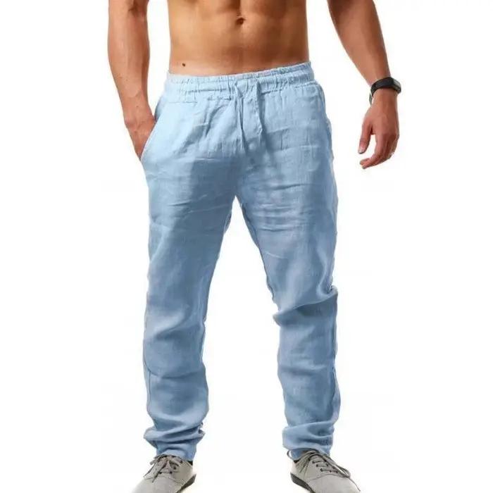 Pantalon baggy homme ropa hombre coton lin pantalons décontractés pantalon respirant Fitness Streetwear vêtements Jogging printemps été