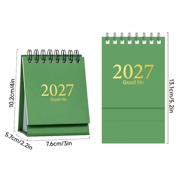 Calendrier mensuel de janvier 2027 à juin 2028 avec autocollant, calendrier anglais, calendrier de bureau à feuilles mobiles, calendrier de bureau pliable en acier