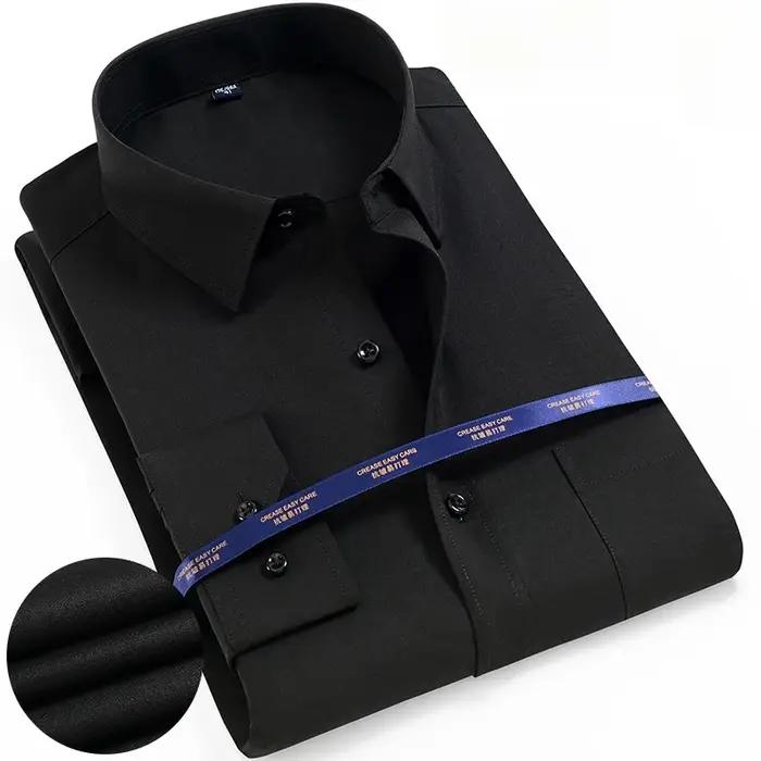 Chemise à manches longues pour hommes, couleur unie, basique, robe formelle, confortable, Business,