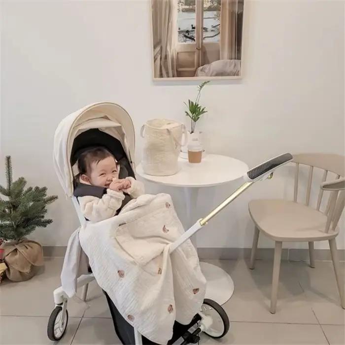 Couverture de poussette en mousseline pour bébé, lange d'emmaillotage pour nouveau-né, couverture de
