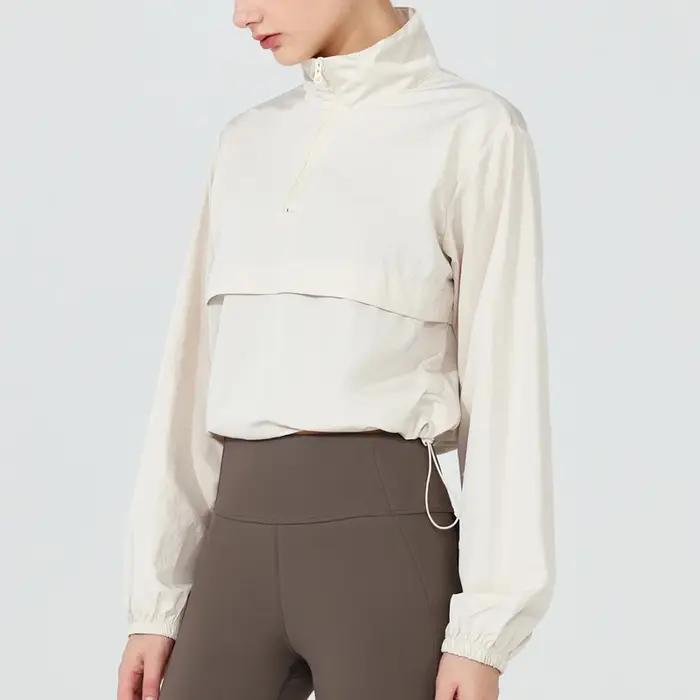 VITALINOVO Veste de sport légère pour femme avec fermeture éclair au quart pour golf, randonnée, cou