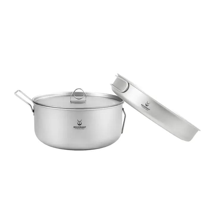 Ensemble de casseroles et poêles à frire en titane, grande batterie de cuisine de camping en plein a