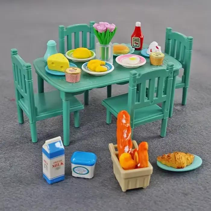 Meubles miniatures forêt, cuisine familiale, jouet, Table à manger, accessoires pour maison de poupé