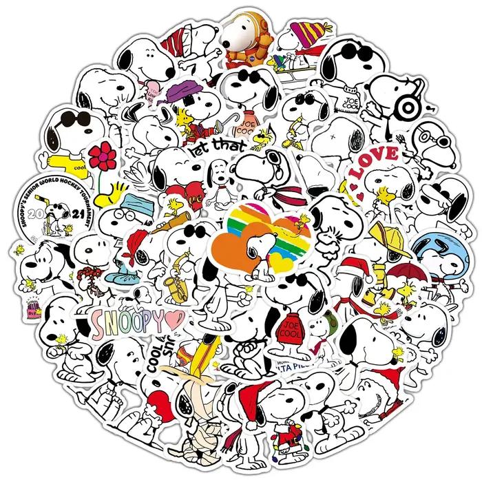 50 pièces dessin animé SnoopyDog autocollants pour enfants ordinateur portable planche à roulettes G