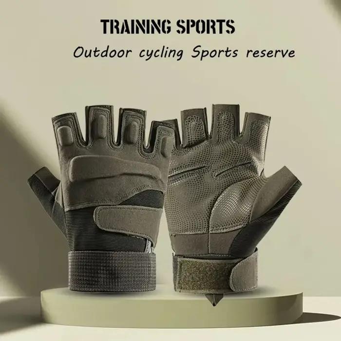 Gants mi-doigts tactiques hommes anti-glisse - Protection sports outdoor et escalade montagne